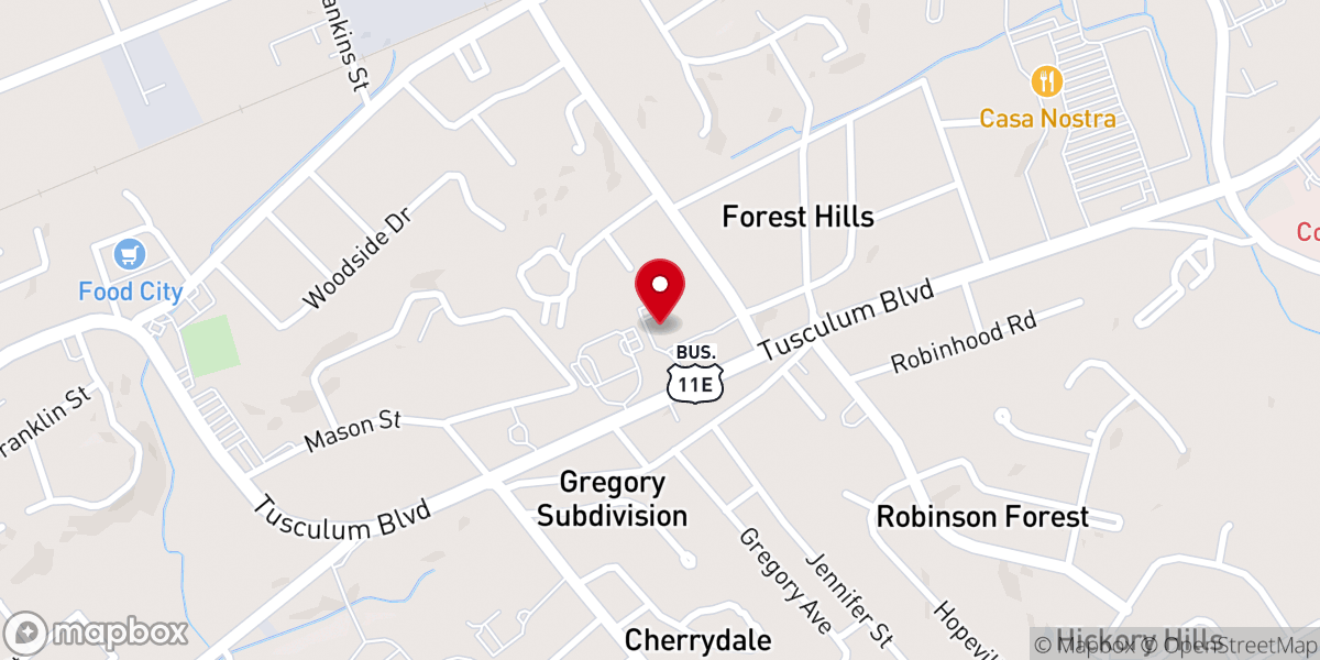 Map showing location of Greeneville Church of Christ