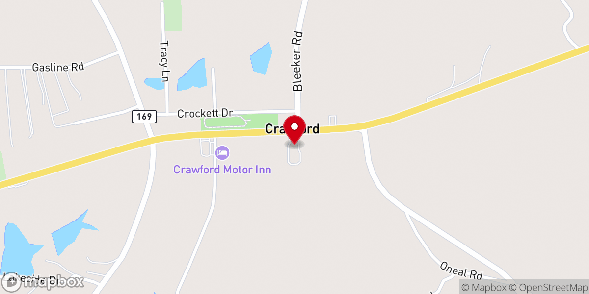 Map showing location of Crawford Baptist Church