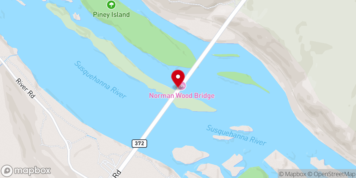 Map showing location of Norman Wood Bridge