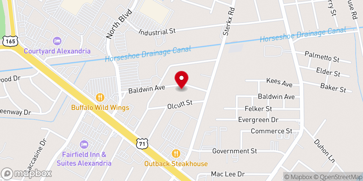 Map showing location of Central Louisiana Interfaith