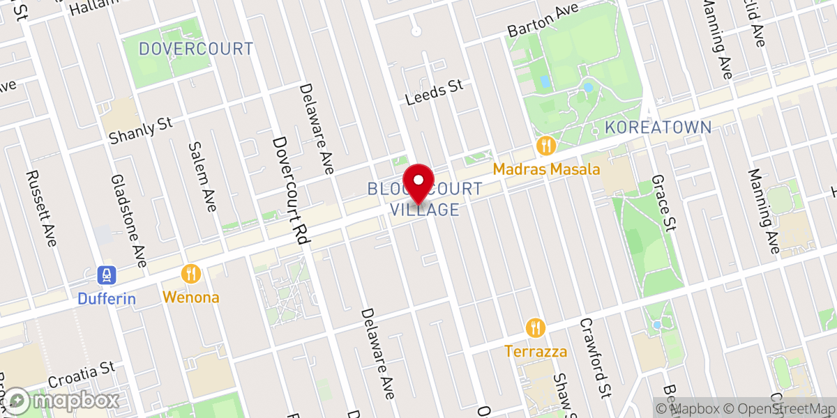 Map showing location of Ossington Avenue Baptist Church