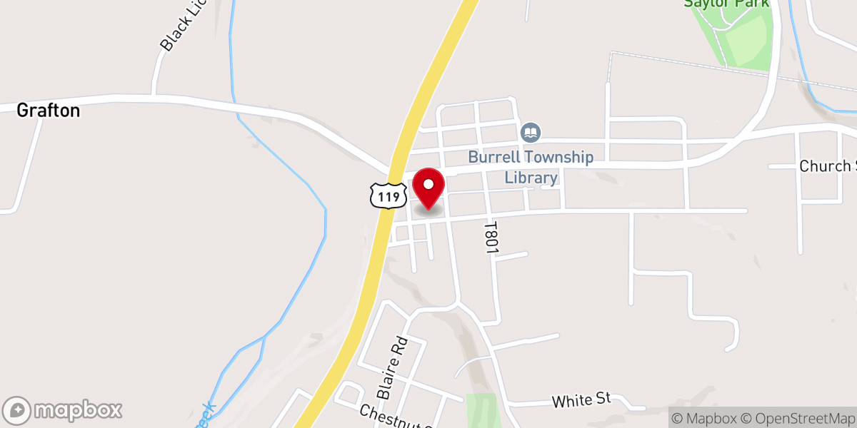 Map showing location of Black Lick United Presbyterian Church