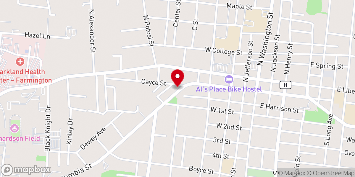 Map showing location of Farmington Presbyterian Church