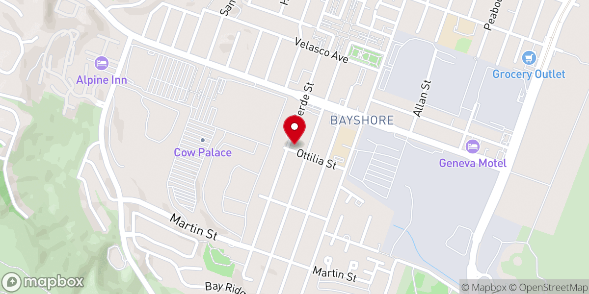 Map showing location of First Burmese Baptist Church of San Francisco