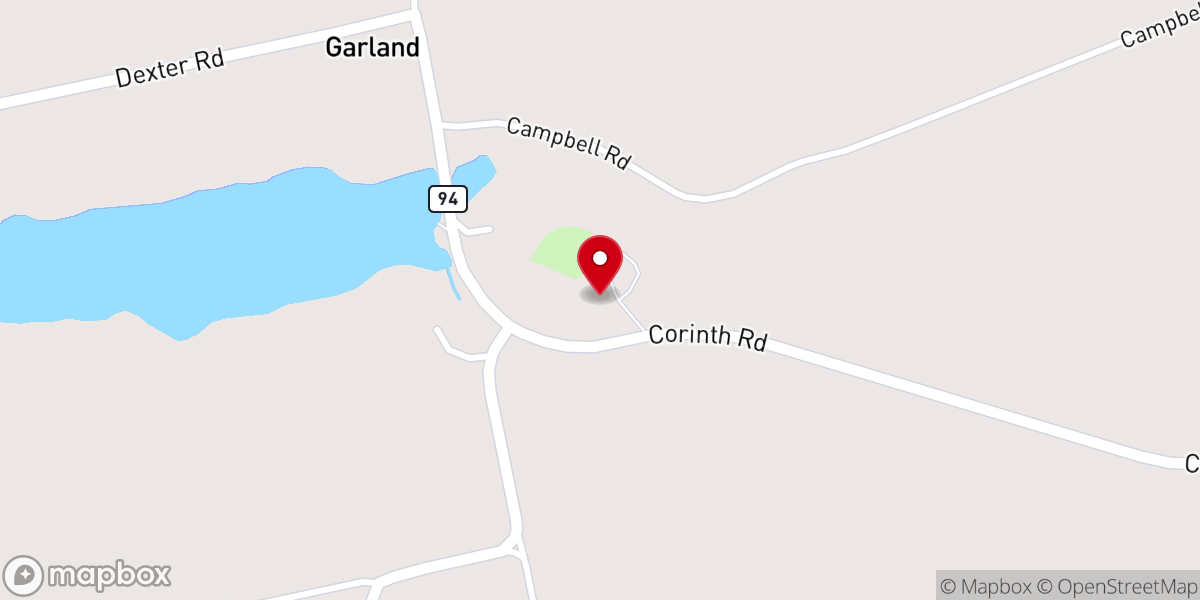 Map showing location of Garland Town Office