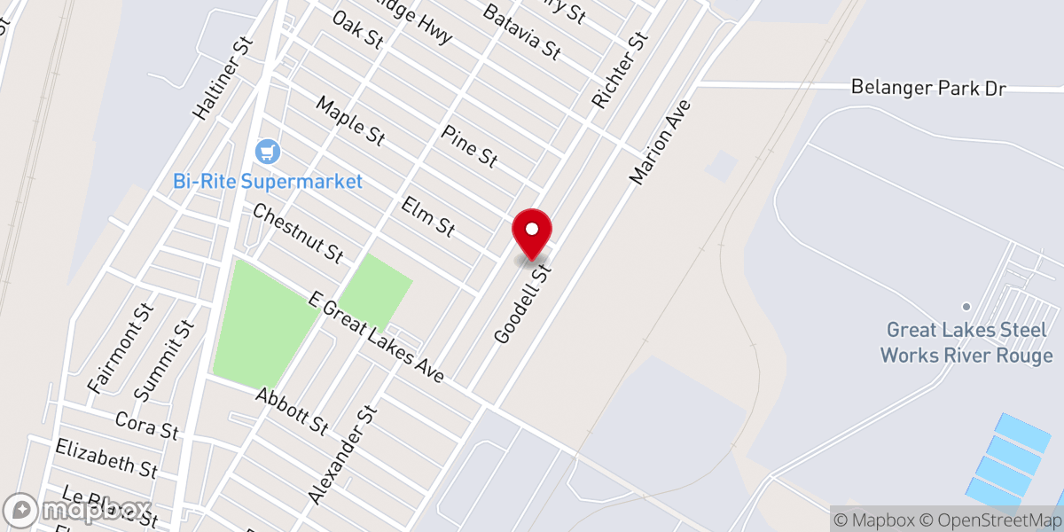Map showing location of Goodell Street Missionary Baptist Church