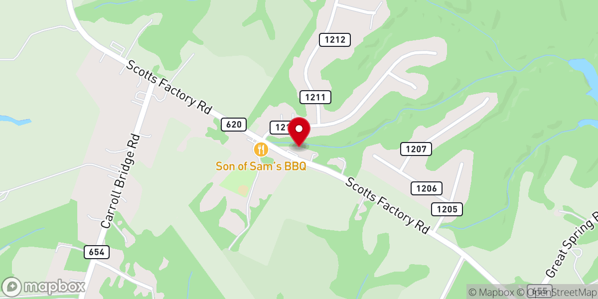 Map showing location of Sandy Mt Baptist Church