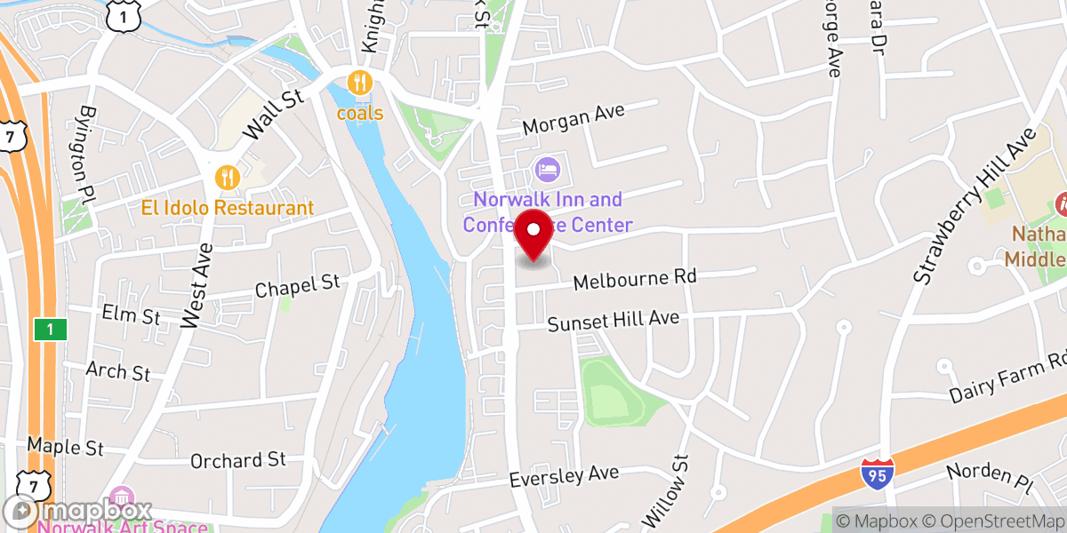Map showing location of Congregation Beth El