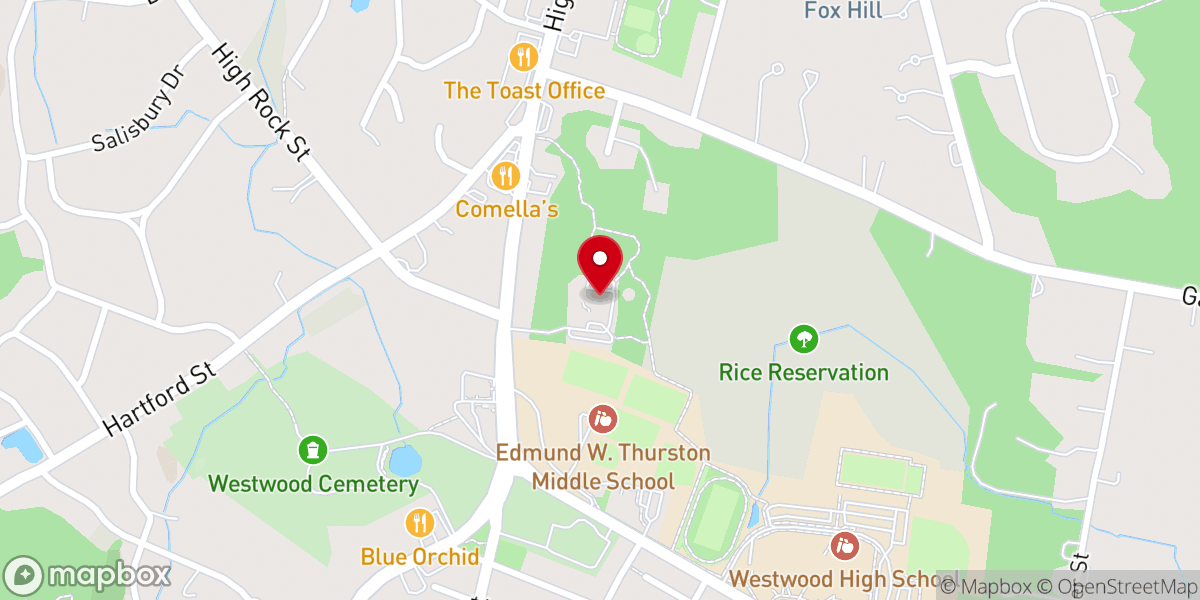 Map showing location of First Baptist Church-Westwood