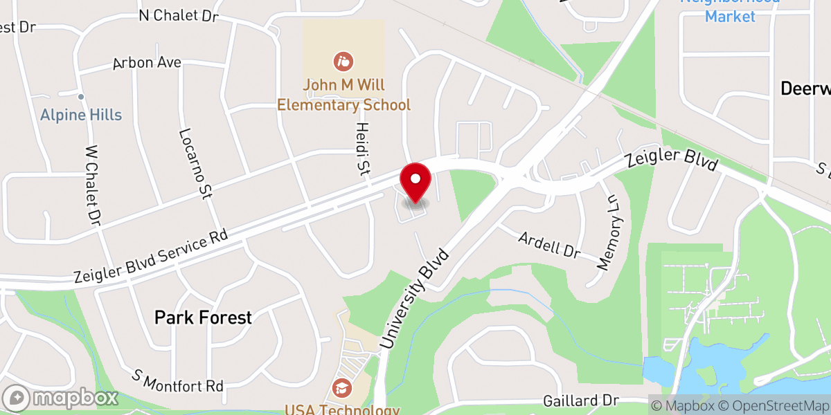 Map showing location of University Church of Christ