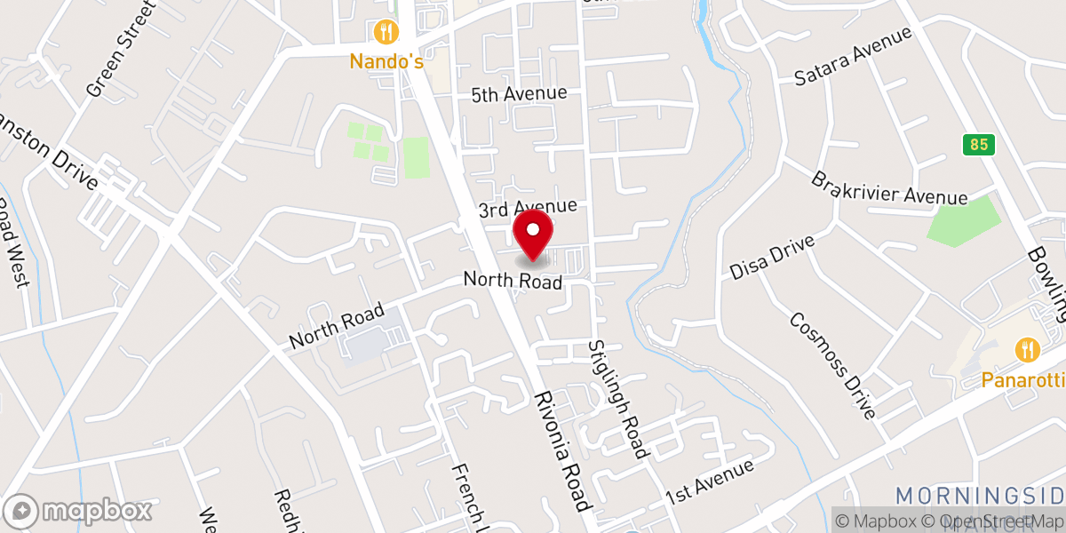 Map showing location of Our Lady of Lourdes Rivonia Catholic Church