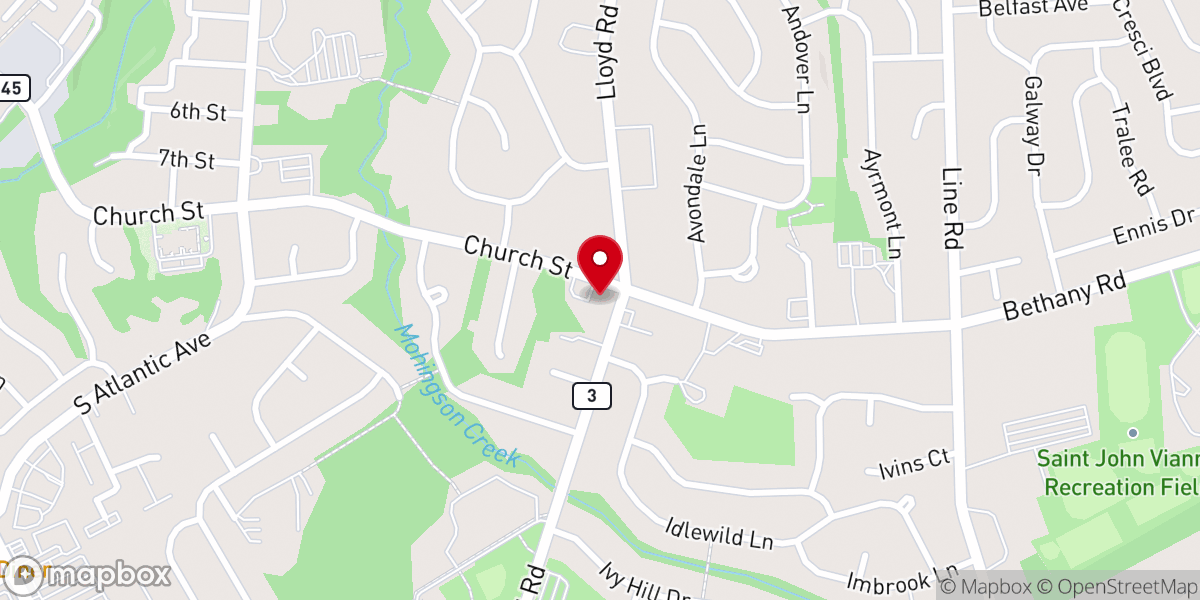 Map showing location of Calvary Baptist Church