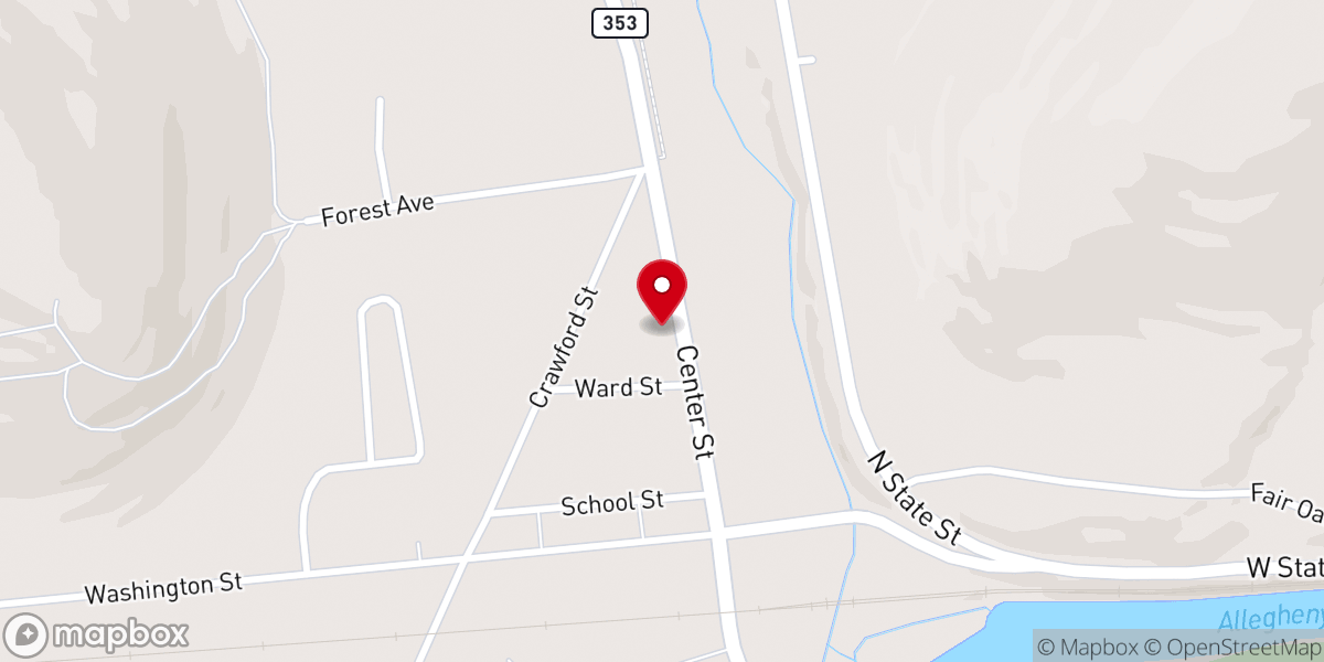 Map showing location of Center Street Baptist Church
