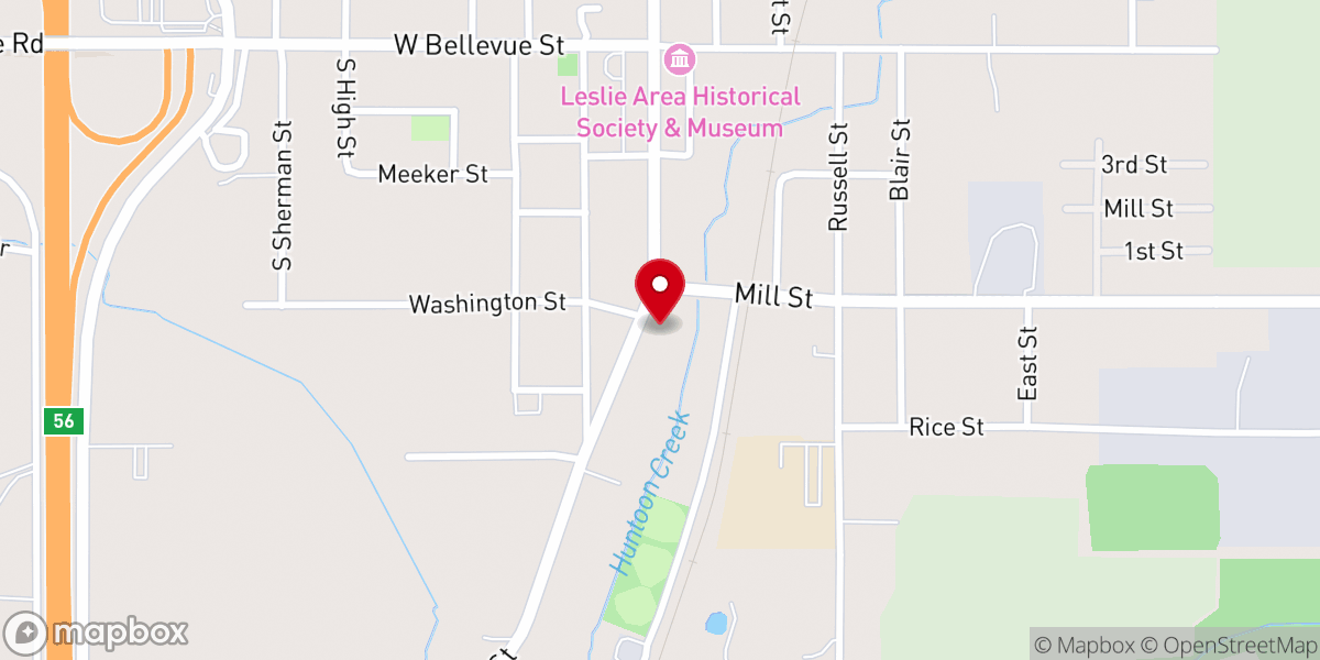 Map showing location of Leslie United Methodist Church