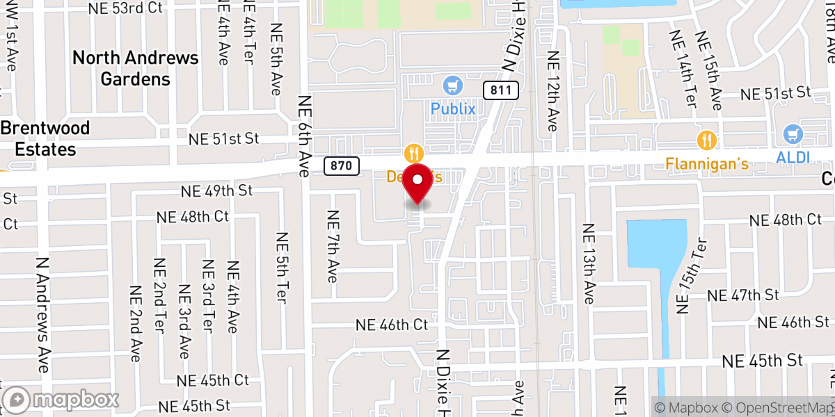 Map showing location of Fort Lauderdale Baptist Church