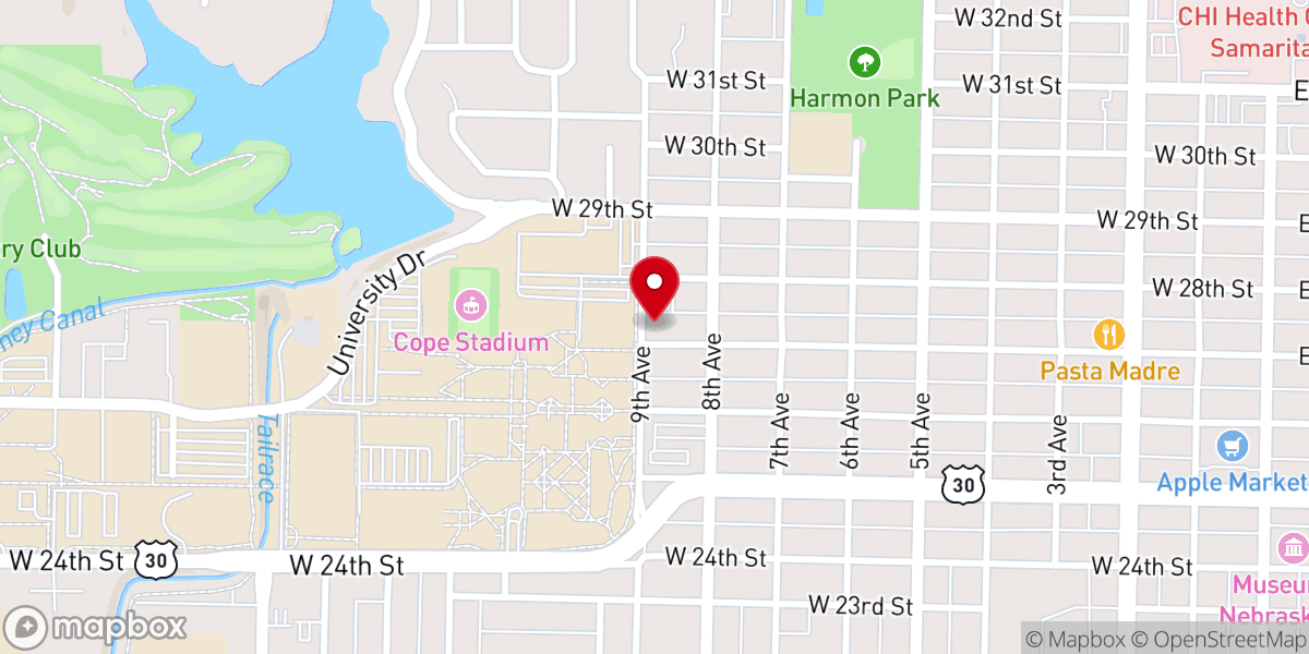 Map showing location of St. Teresa of Calcutta Newman Center