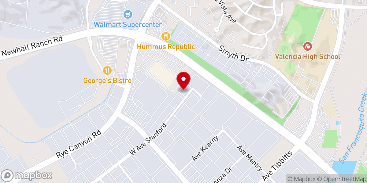 Map showing location of Valencia Hills Community Church