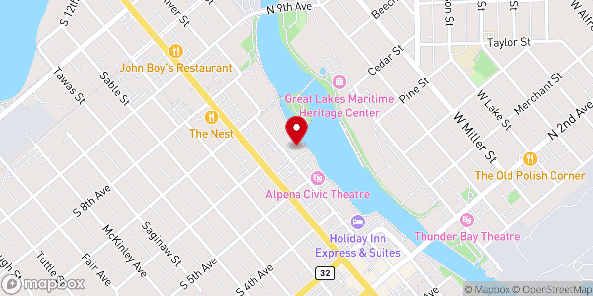 Map showing location of Alpena Senior Citizens Center