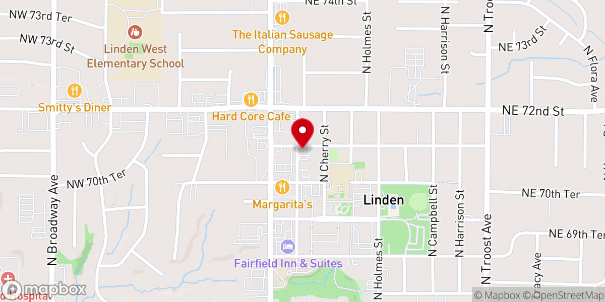 Map showing location of Elm Grove Church