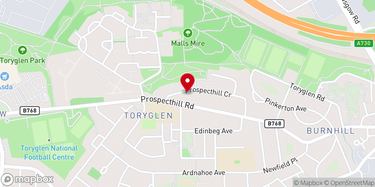 Map showing location of St Brigid's Catholic Church Toryglen