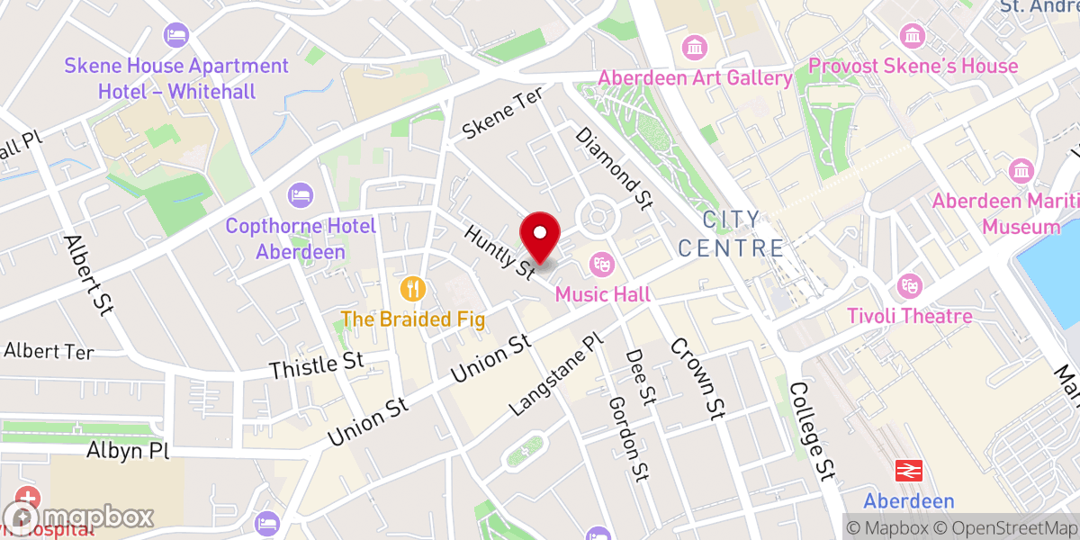 Map showing location of St Mary of the Assumption Cathedral, Aberdeen