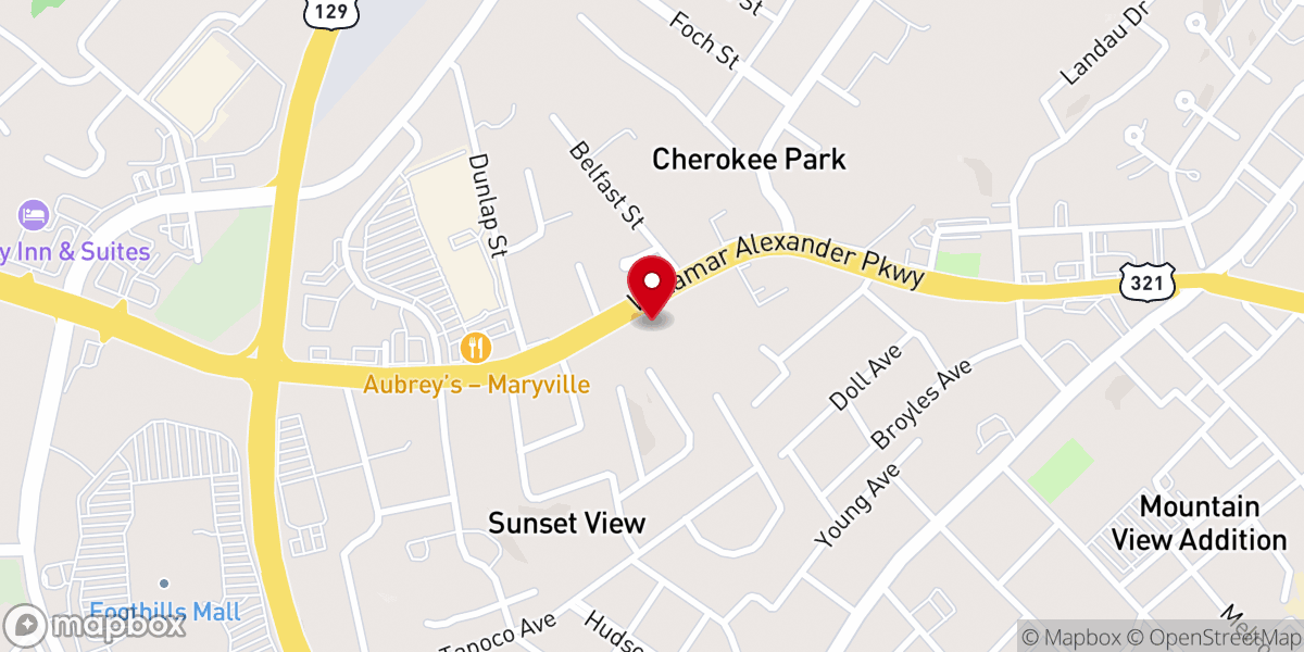 Map showing location of West Maryville Baptist Church