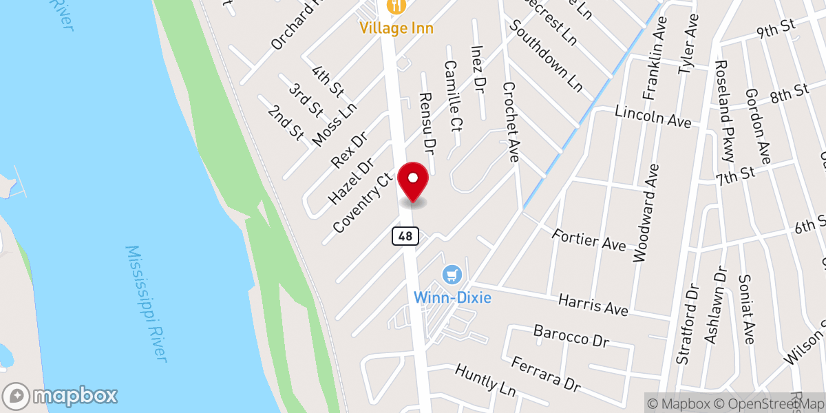 Map showing location of River Ridge Assembly of God Church