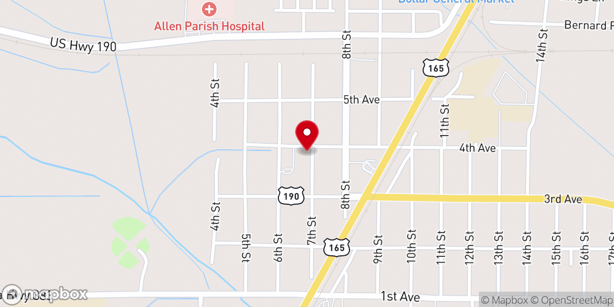Map showing location of Kinder Bible Church