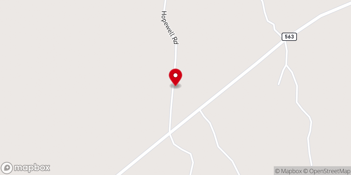 Map showing location of Hopewell Church