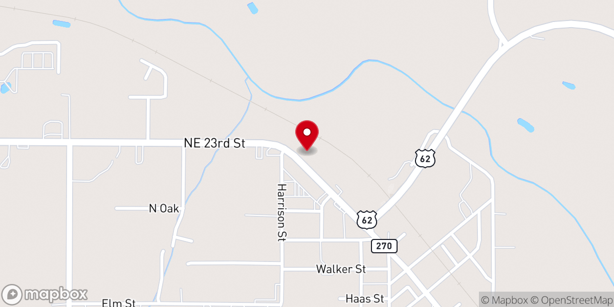 Map showing location of Harrah Supply