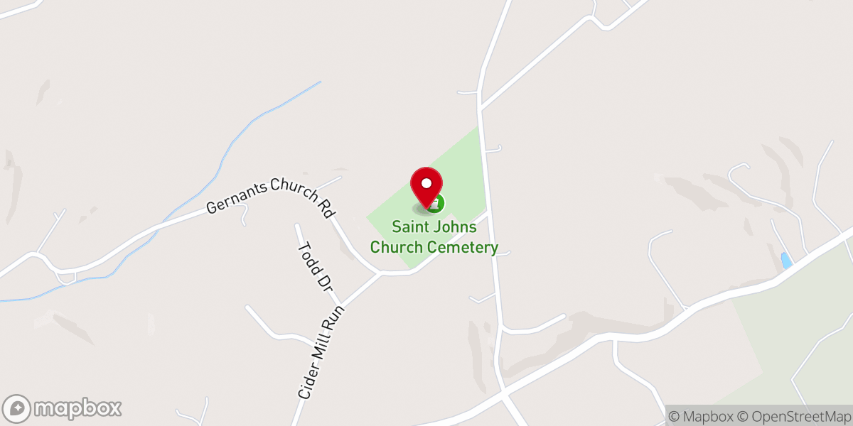 Map showing location of Saint John's Gernant's Church