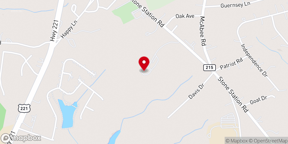 Map showing location of Buck Creek Church