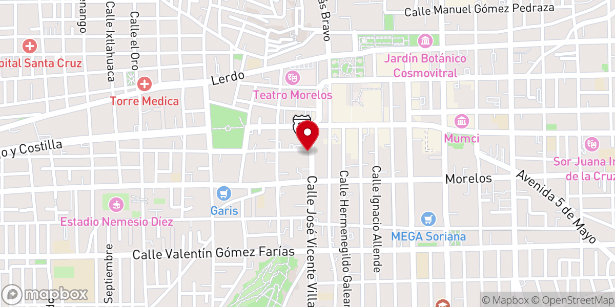 Map showing location of Parroquia y Santuario de Santa. María de Guadalupe