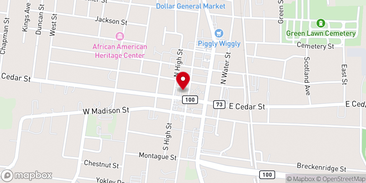 Map showing location of Franklin First United Methodist Church