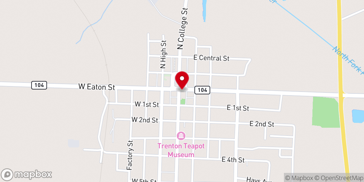 Map showing location of Trenton