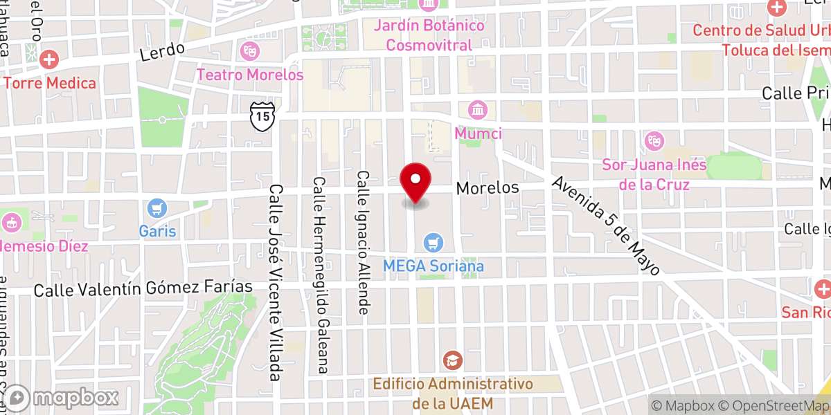 Map showing location of Primera Iglesia Bautista de Toluca, México, A.R.