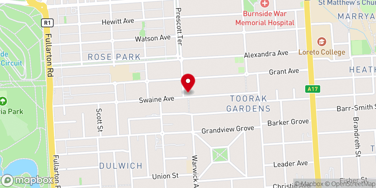 Map showing location of St Theodore's Anglican Church