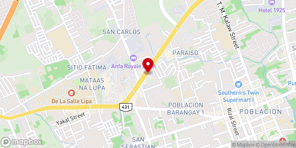 Map showing location of Victory Lipa