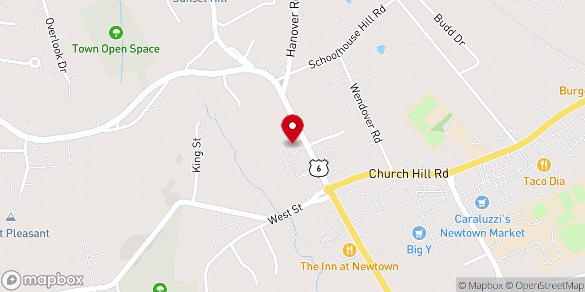 Map showing location of Steadfast Church Newtown, CT