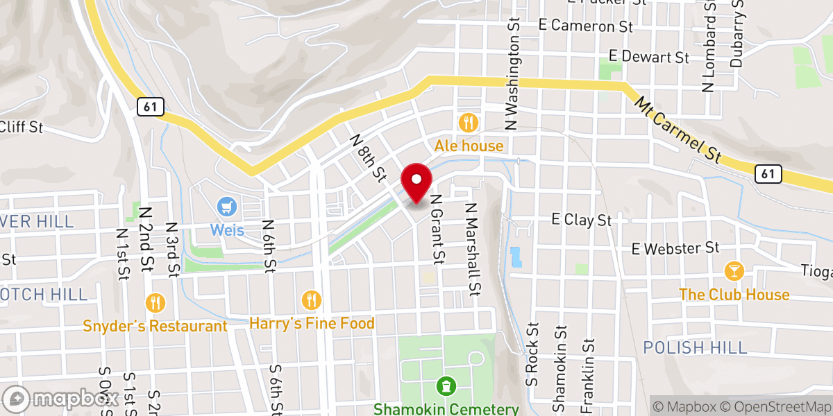 Map showing location of First Baptist Church