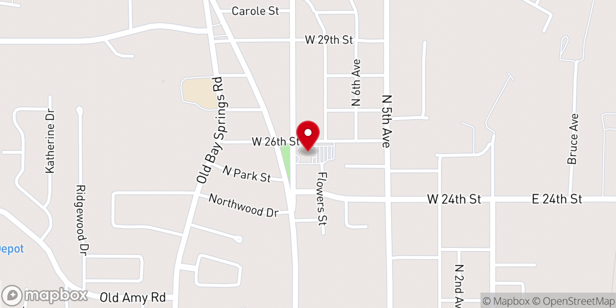 Map showing location of Highland Baptist Church