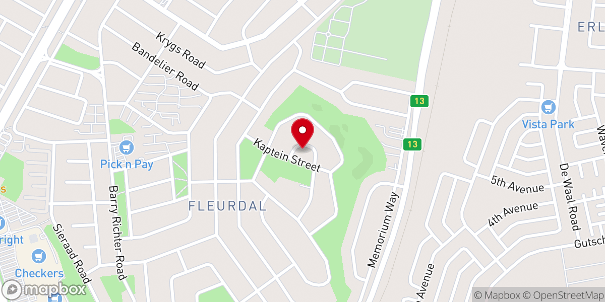 Map showing location of Nederduitse Gereformeerde Kerk - Uitsig-Bloemfontein (Waarby Monument Ingelyf Is)