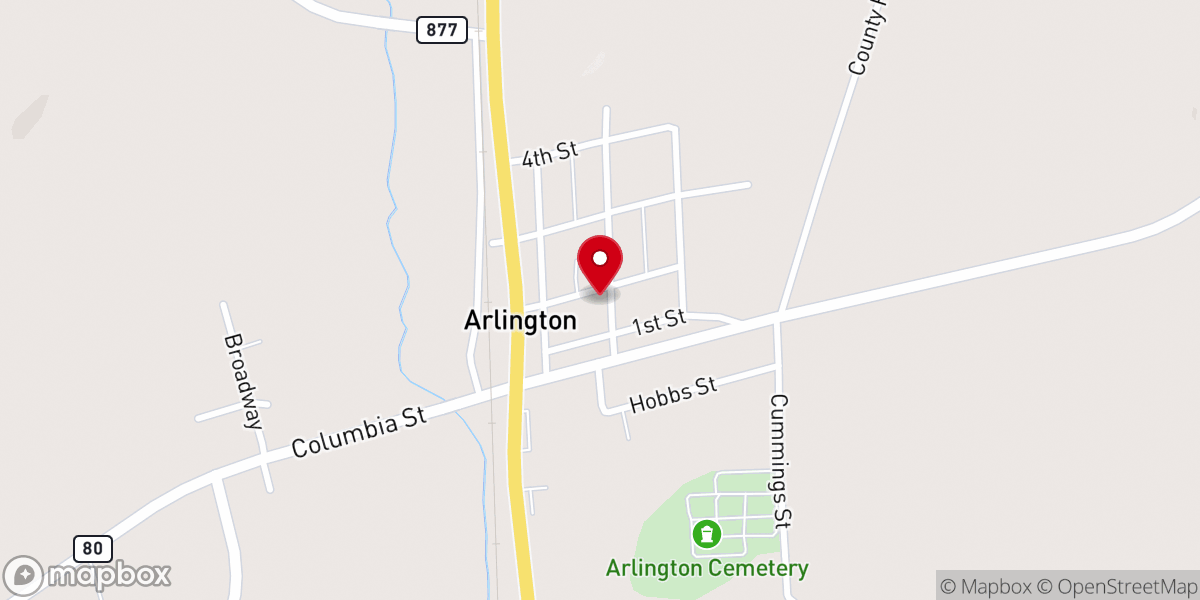 Map showing location of Arlington Methodist Chrch