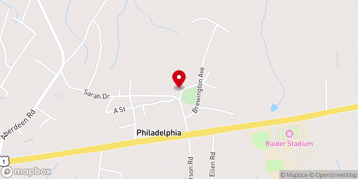Map showing location of Philadelphia Church