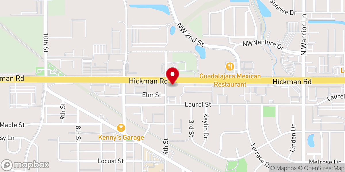 Map showing location of Waukee Baptist Church