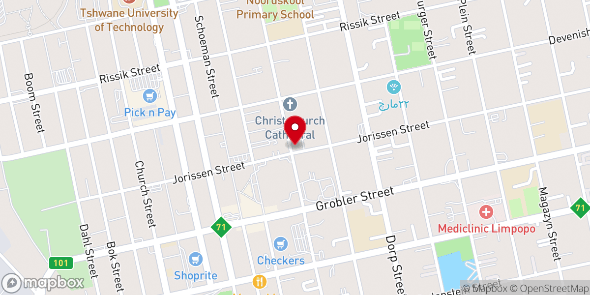 Map showing location of Wesley Methodist Church