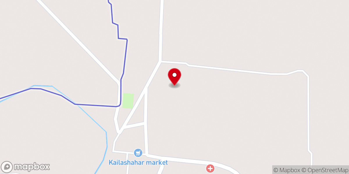 Map showing location of Kailashahar, tripura, india