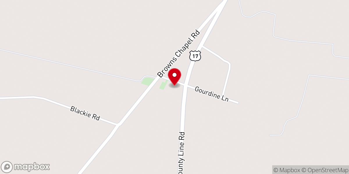 Map showing location of Cedar Creek Church