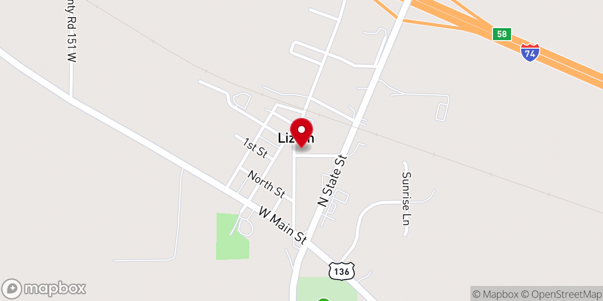 Map showing location of United Methodist Church Lizton