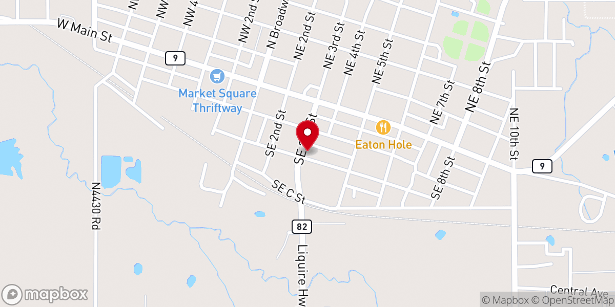 Map showing location of Stigler First Assembly of God